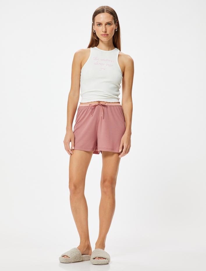  Rahat Kalıp Şort Pijama Altı Beli Bağlamalı