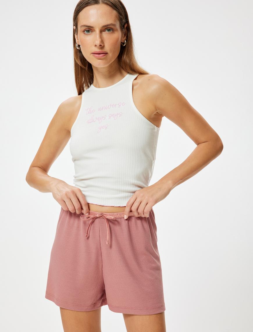   Rahat Kalıp Şort Pijama Altı Beli Bağlamalı