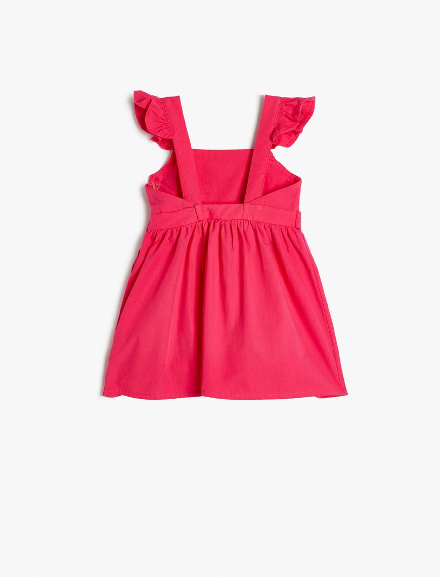  Kız Bebek Kelebek Kollu Beli Bağcıklı Elbise