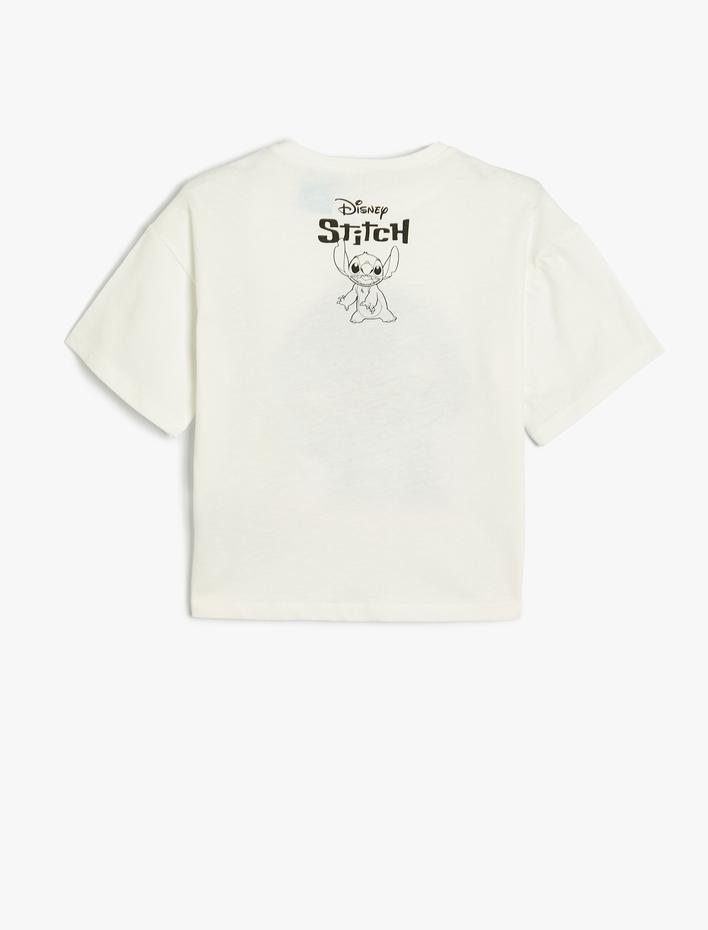 Kız Çocuk Stitch Tişört Lisanslı Kısa Kollu Bisiklet Yaka Pamuklu