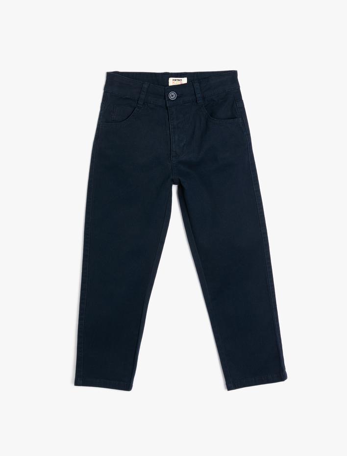 Erkek Çocuk Cepli Pamuklu Chino Pantolon