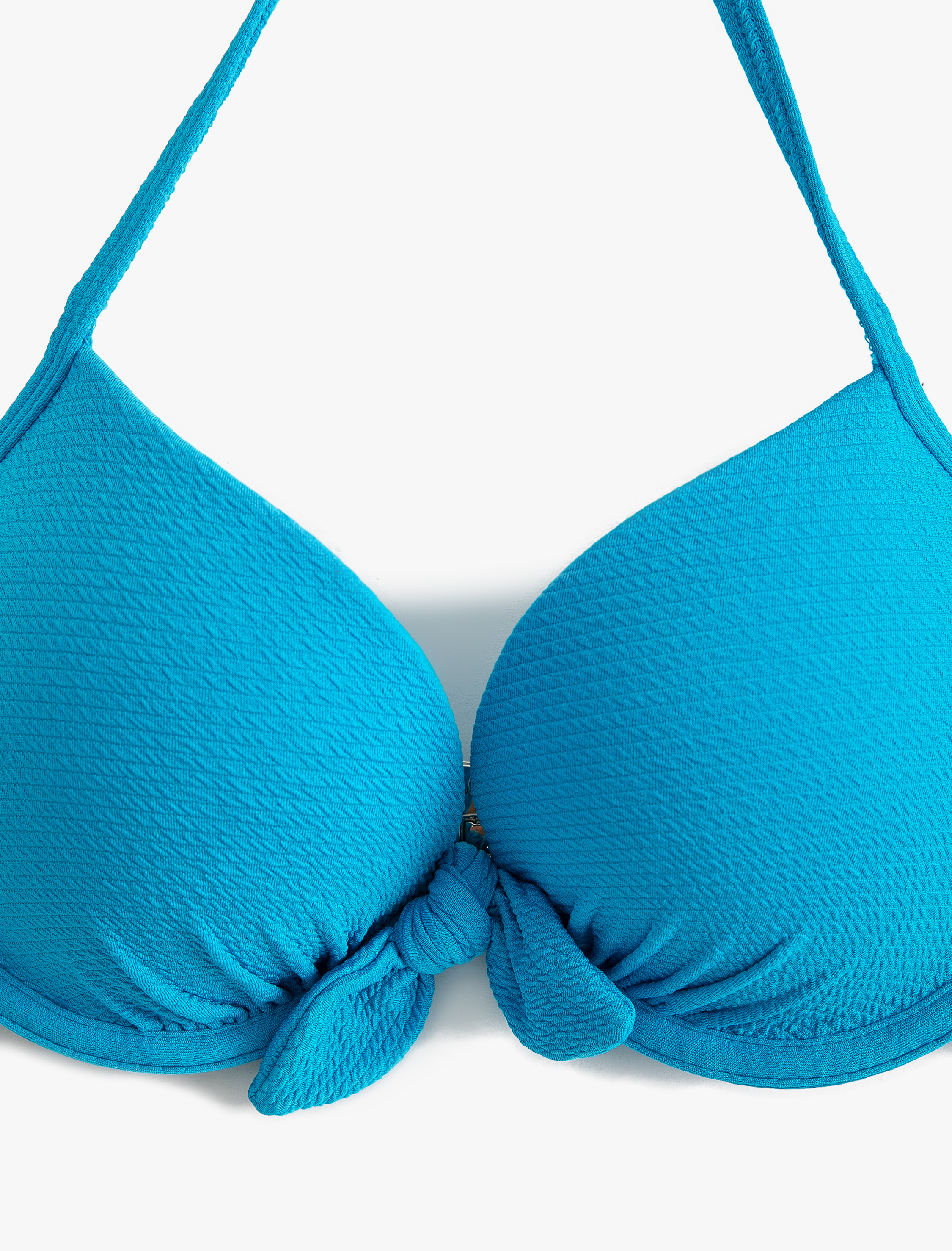   Push Up Bikini Üstü Dokulu Bağlama Detaylı Balenli