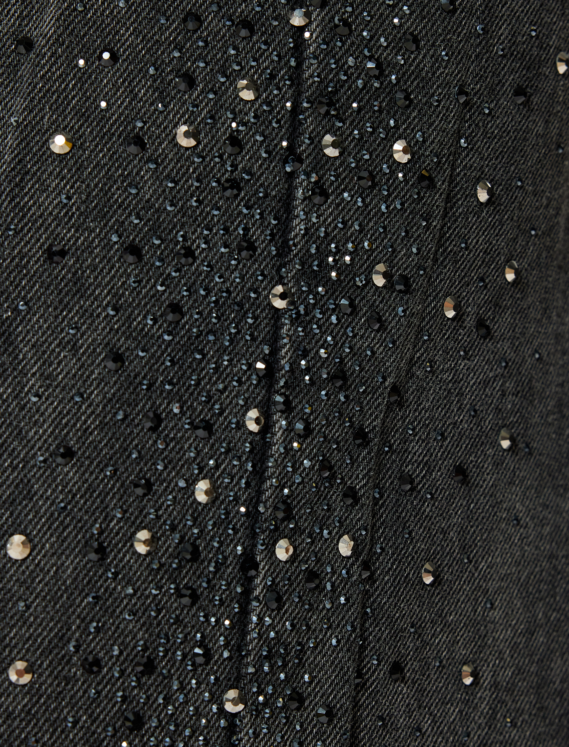   Yüksek Bel Kot Pantolon Taşlı Düğmeli -  Wide Leg Jeans