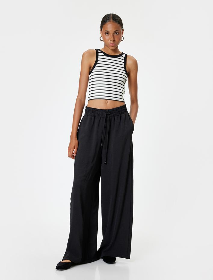  Crop Üst Kolsuz Slim Fit Bisiklet Yaka