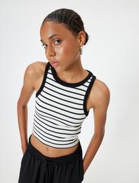 Crop Üst Kolsuz Slim Fit Bisiklet Yaka