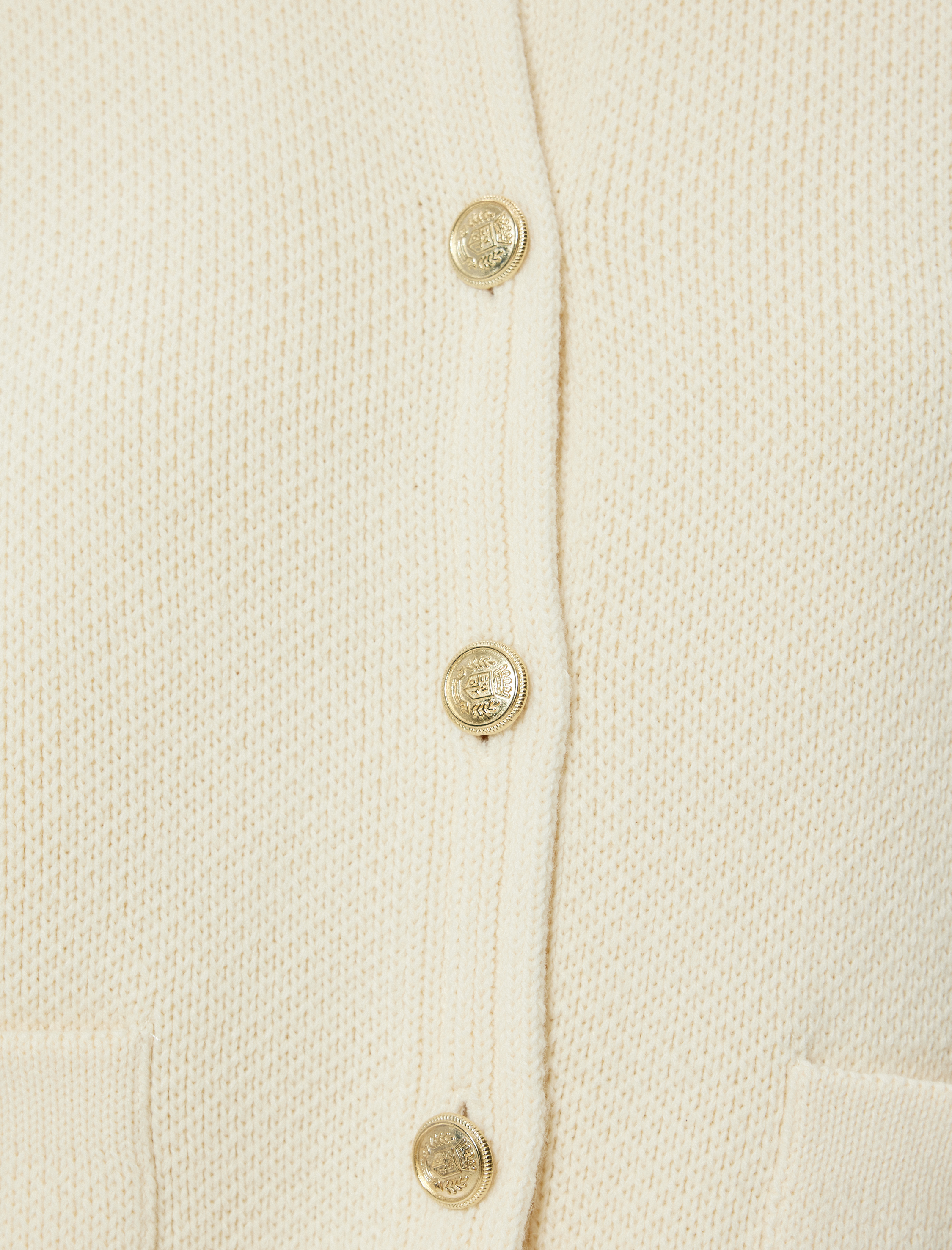   Triko Hırka Bisiklet Yaka Cep Detaylı Düğmeli