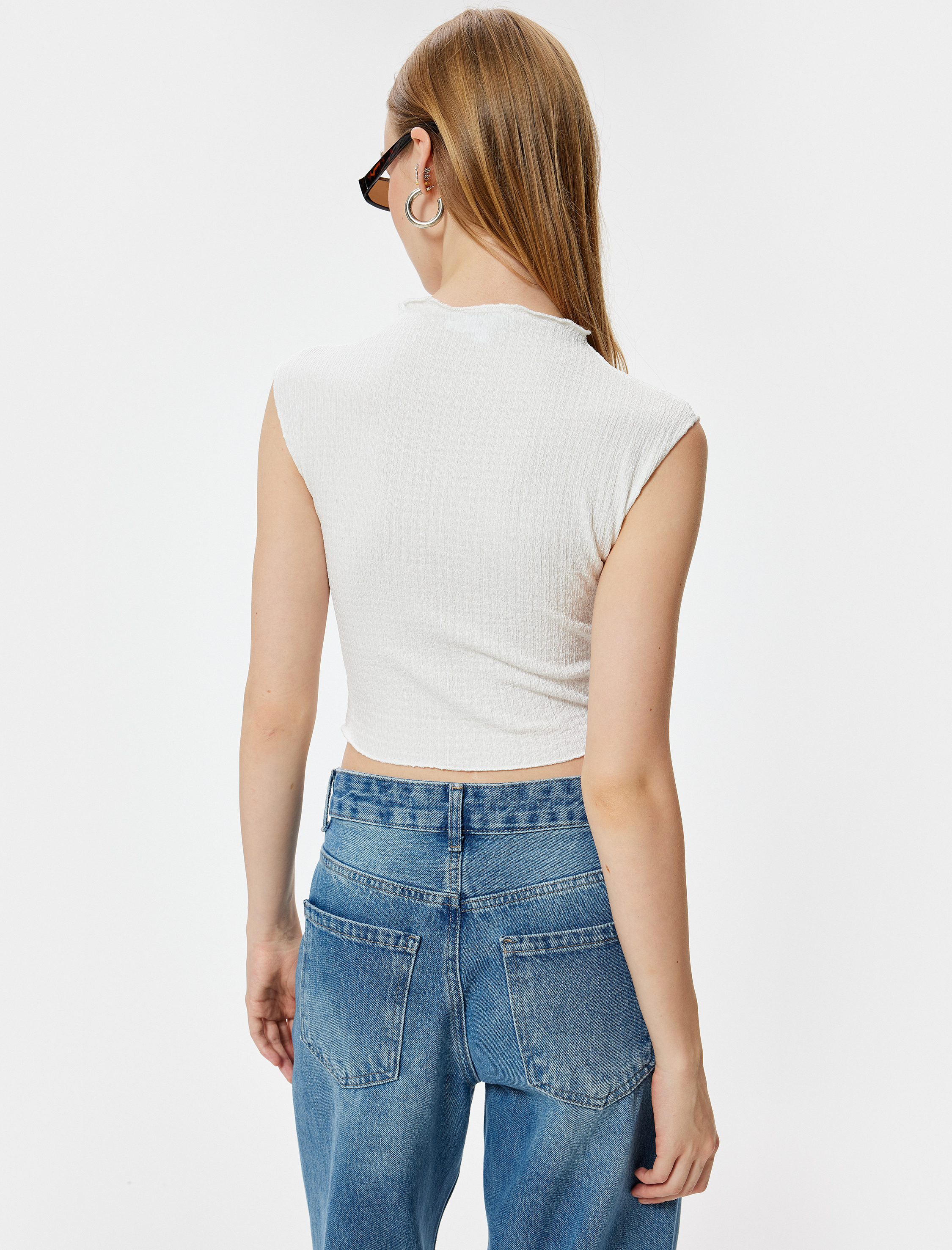   Kolsuz Atlet Slim Fit Dokulu Dik Yaka Bürümcük