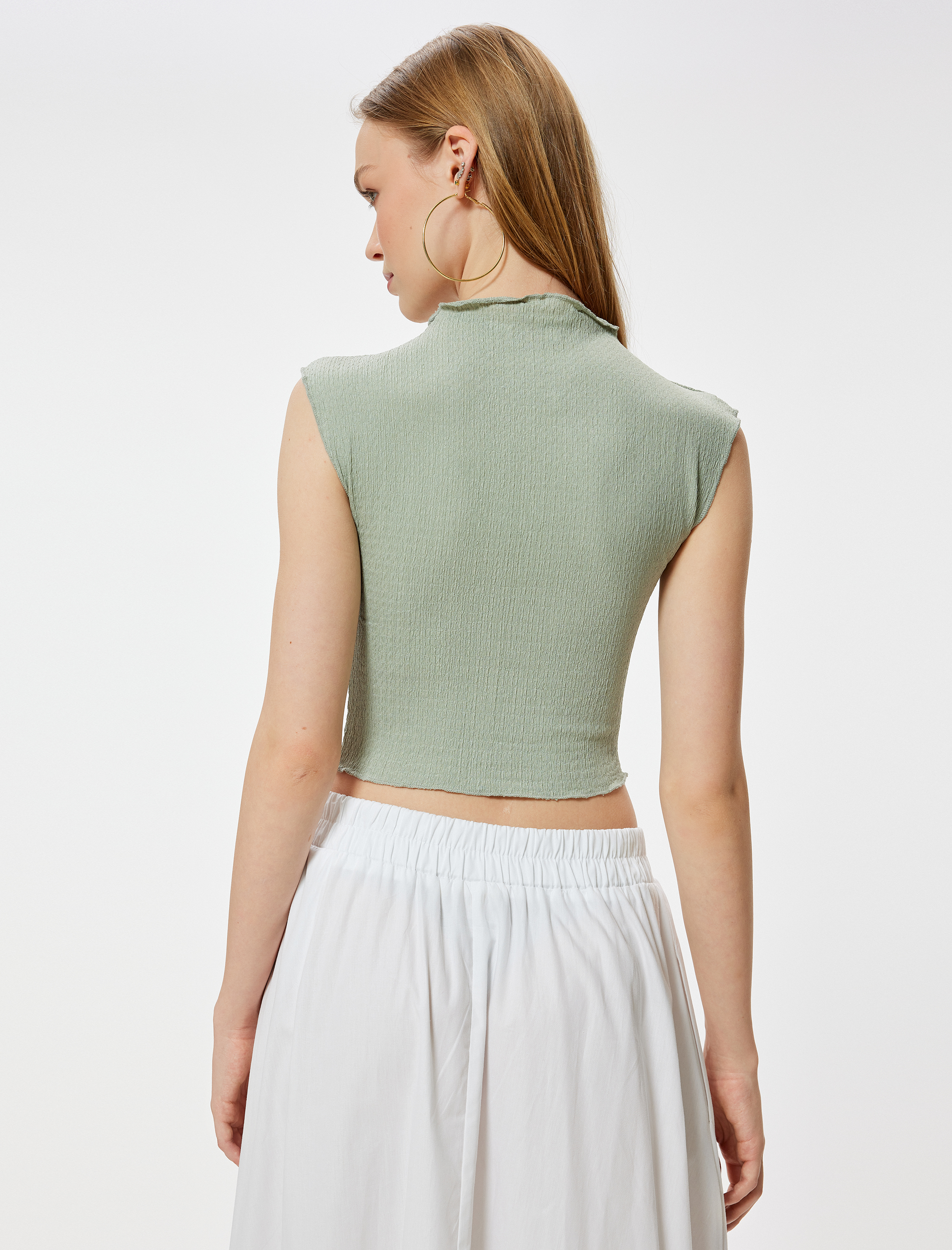   Kolsuz Atlet Slim Fit Dokulu Dik Yaka Bürümcük