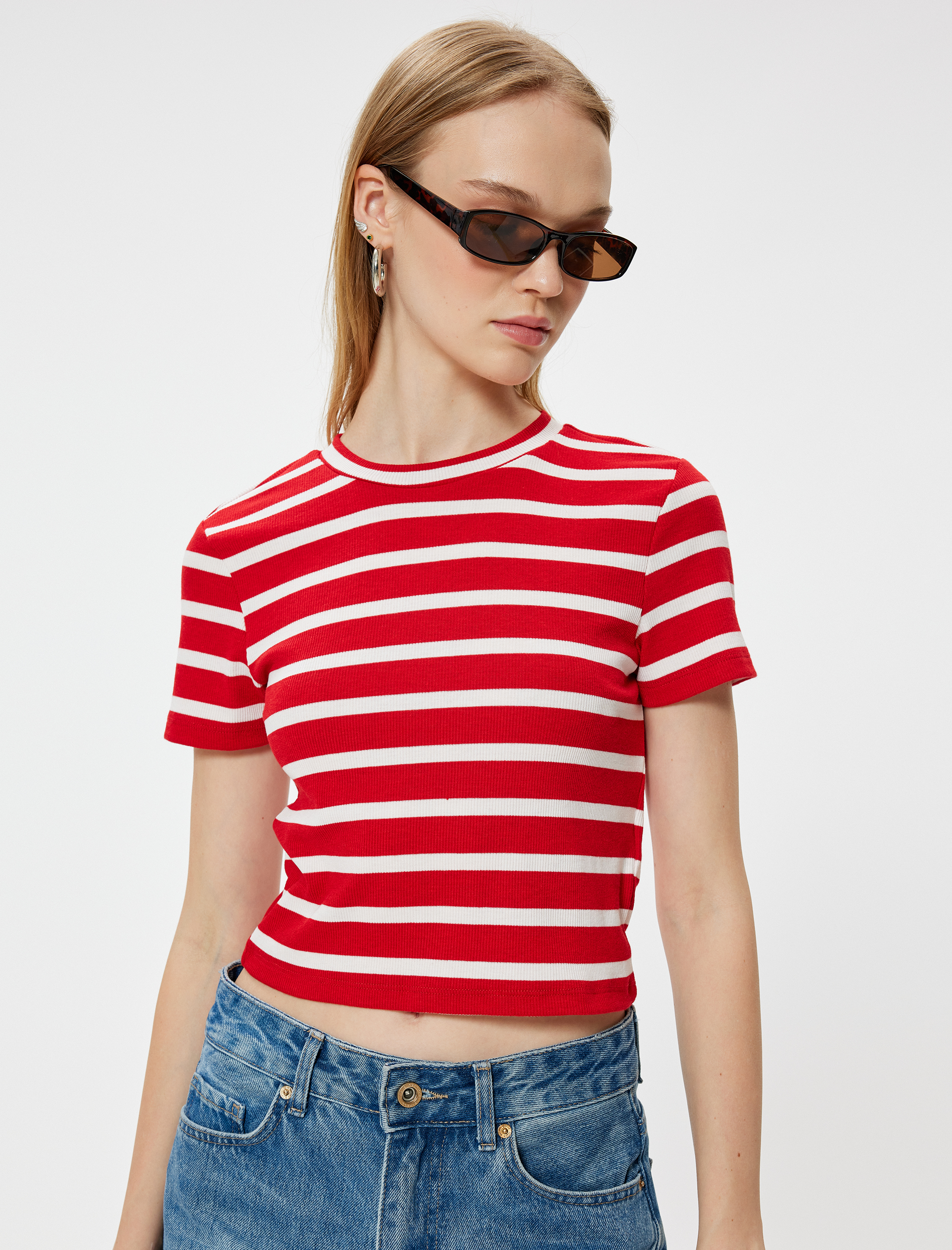   Basic Tişört Kısa Kollu Bisiklet Yaka Slim Fit