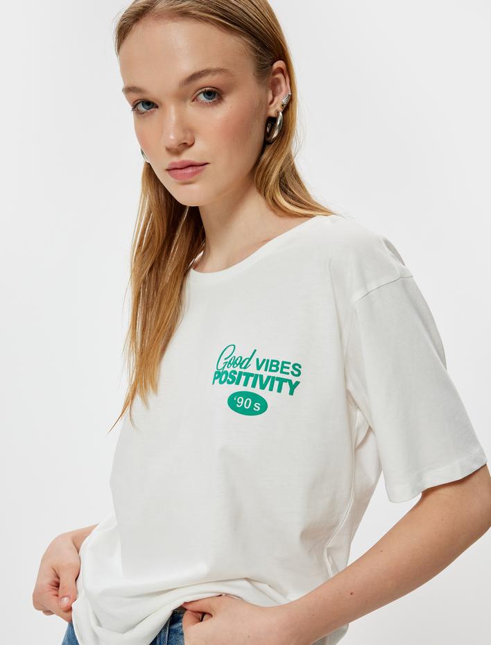  Oversize Bisiklet Yaka Arkası Kolej Baskılı Tişört