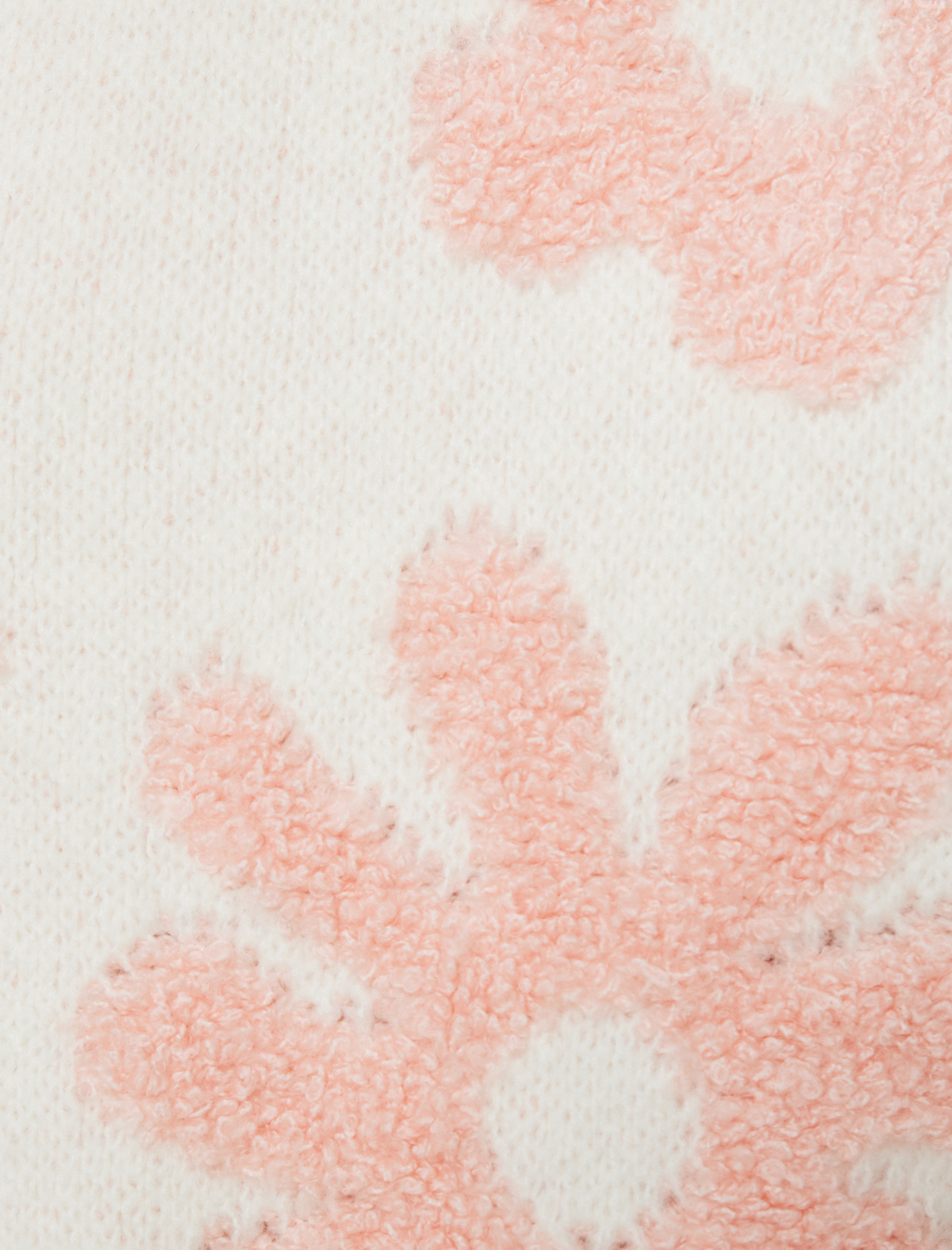 Triko Kazak Jakarlı Çiçek Desenli Bisiklet Yaka