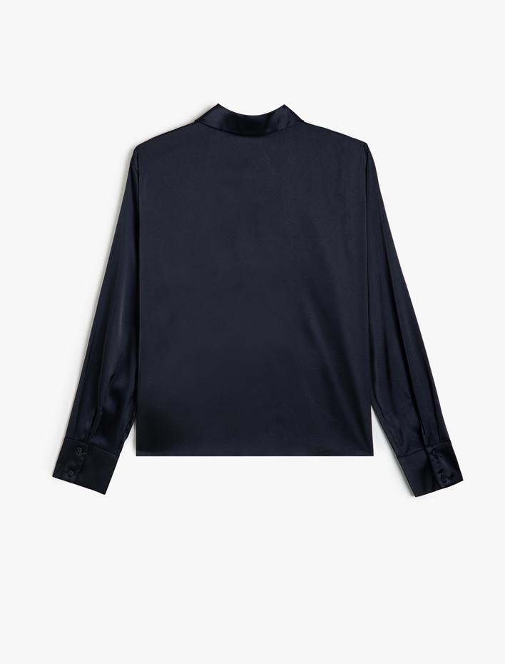  Saten Gömlek Uzun Kollu Klasik Yaka