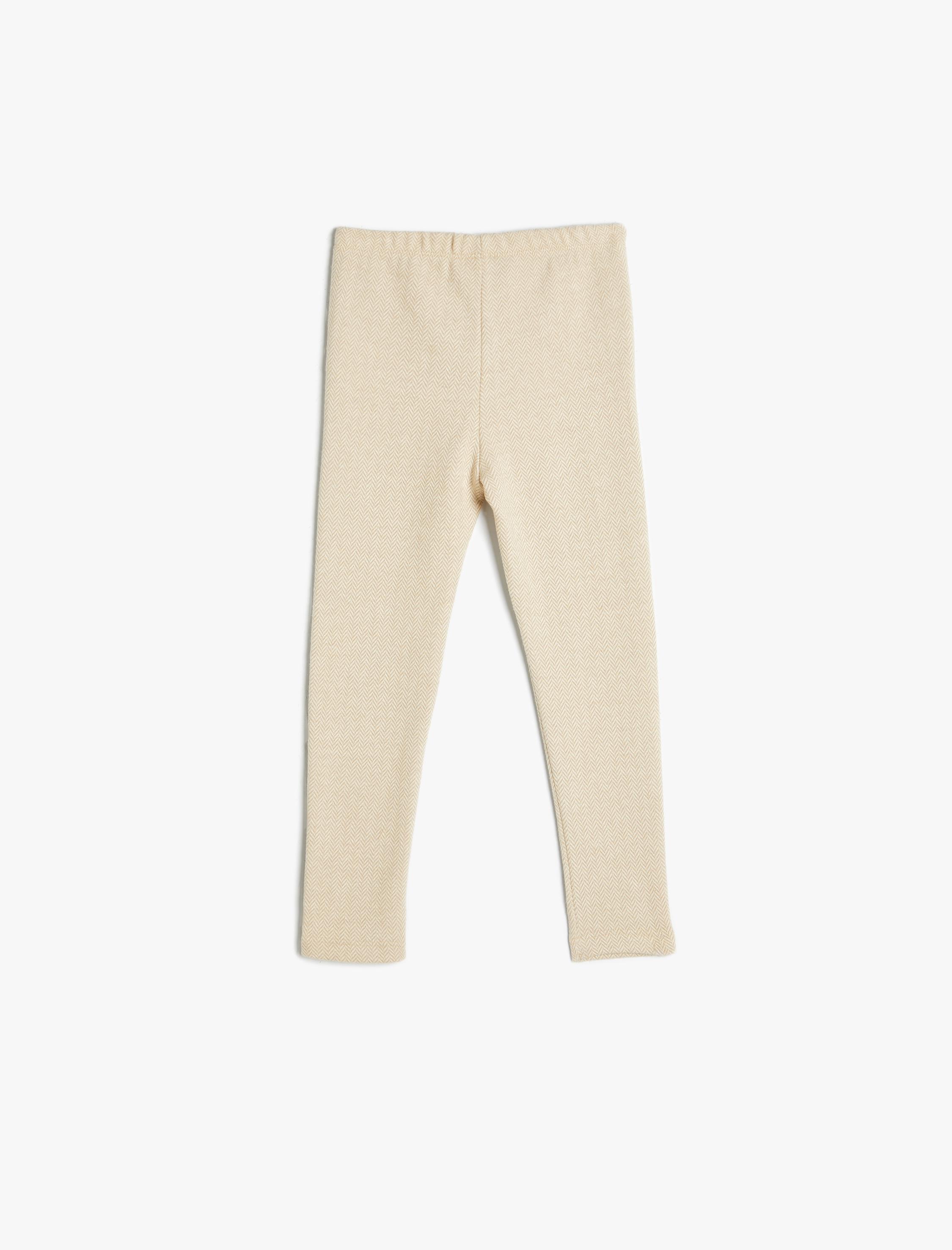  Kız Bebek Düğme Detaylı Balıksırtı Dokulu Beli Lastikli Tayt