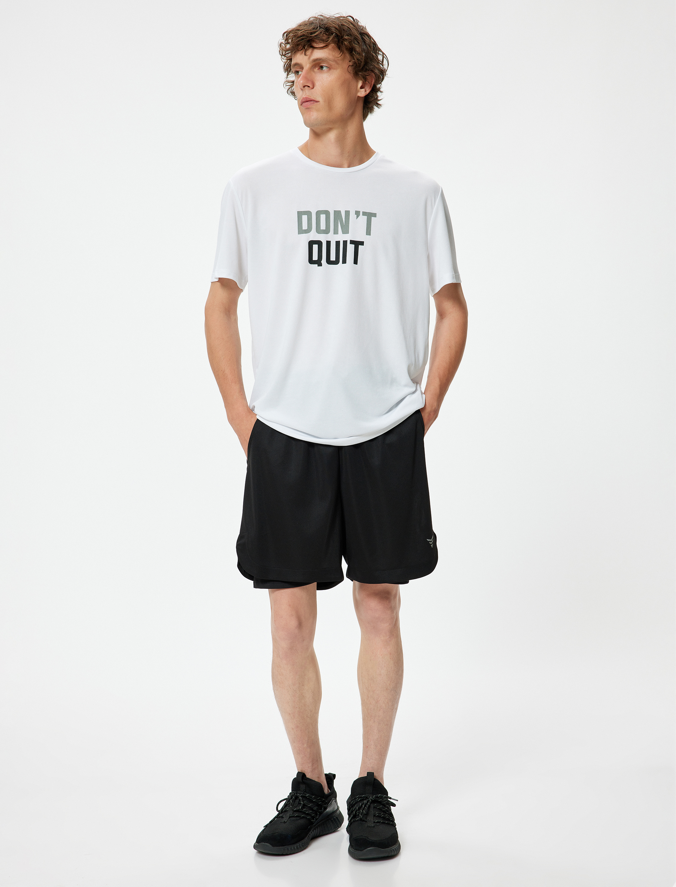   Spor Şort Taytlı Geometrik Baskılı Beli Bağcıklı Cep Detaylı