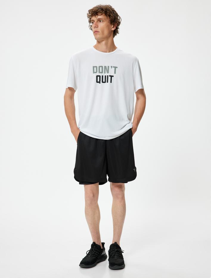  Spor Şort Taytlı Geometrik Baskılı Beli Bağcıklı Cep Detaylı