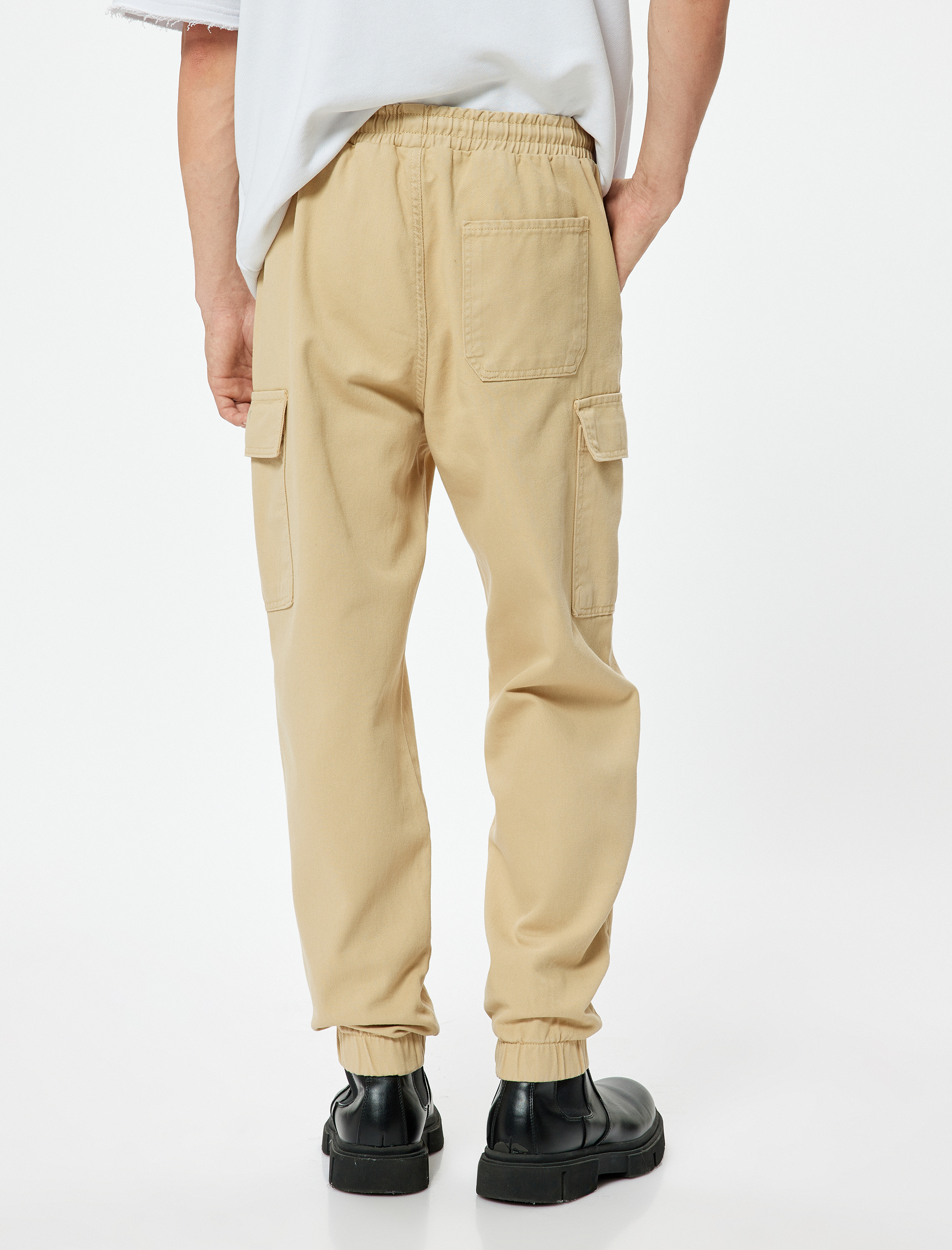 Jogger Pantolon Kargo Cep Detaylı Beli Bağcıklı Pamuklu