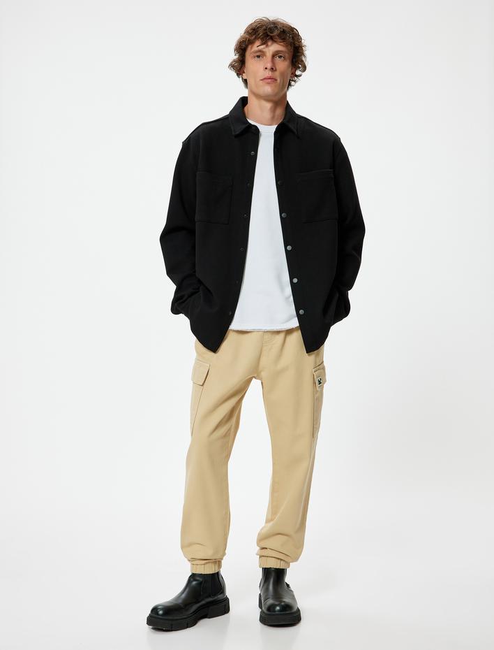  Jogger Pantolon Kargo Cep Detaylı Beli Bağcıklı Pamuklu