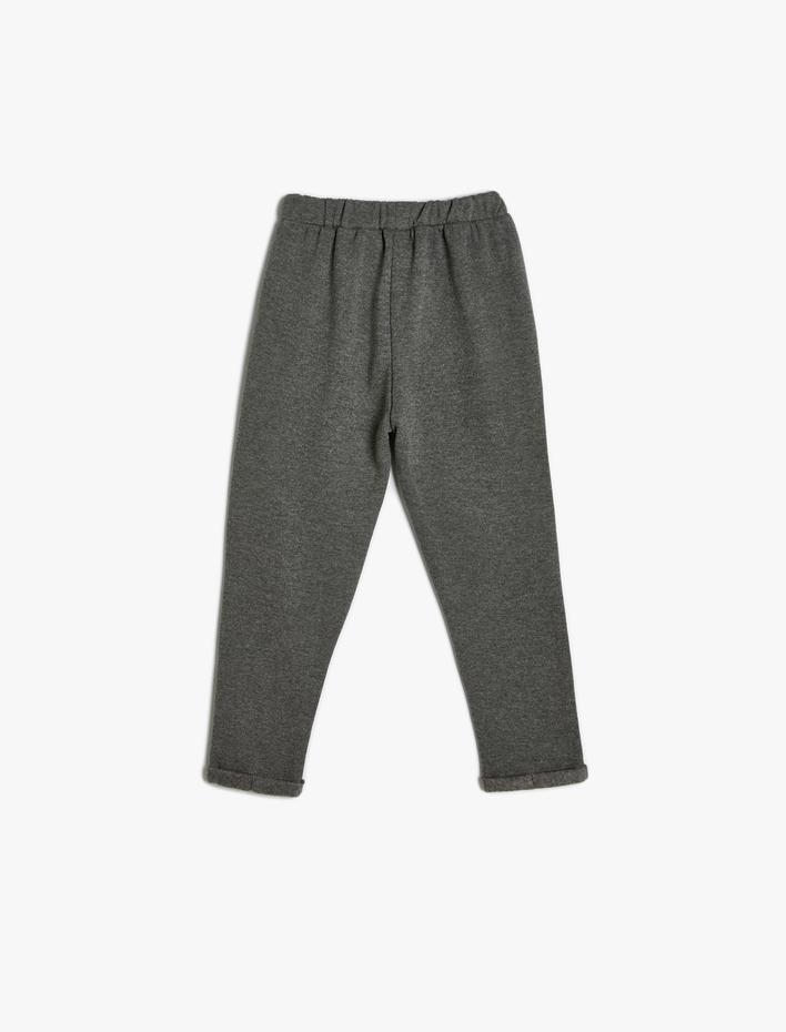 Erkek Bebek Beli Bağlamalı Pamuklu Şardonlu Eşofman Altı