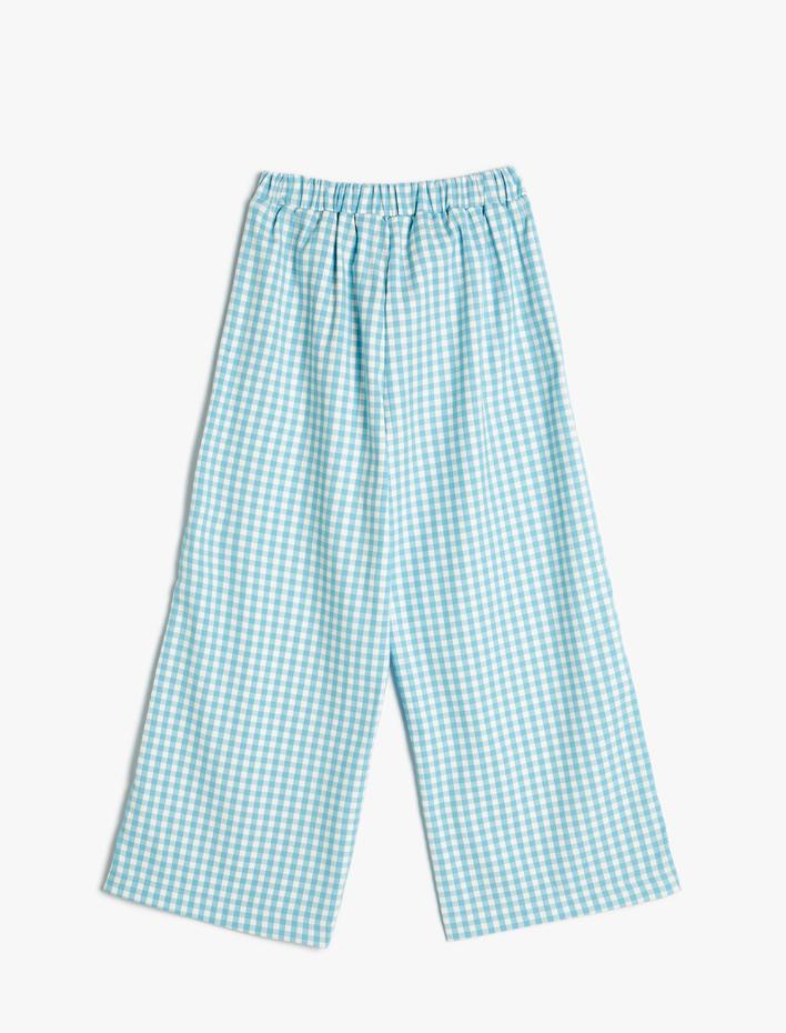 Kız Çocuk İspanyol Paça Pantolon Pötikareli Viskon Karışımlı