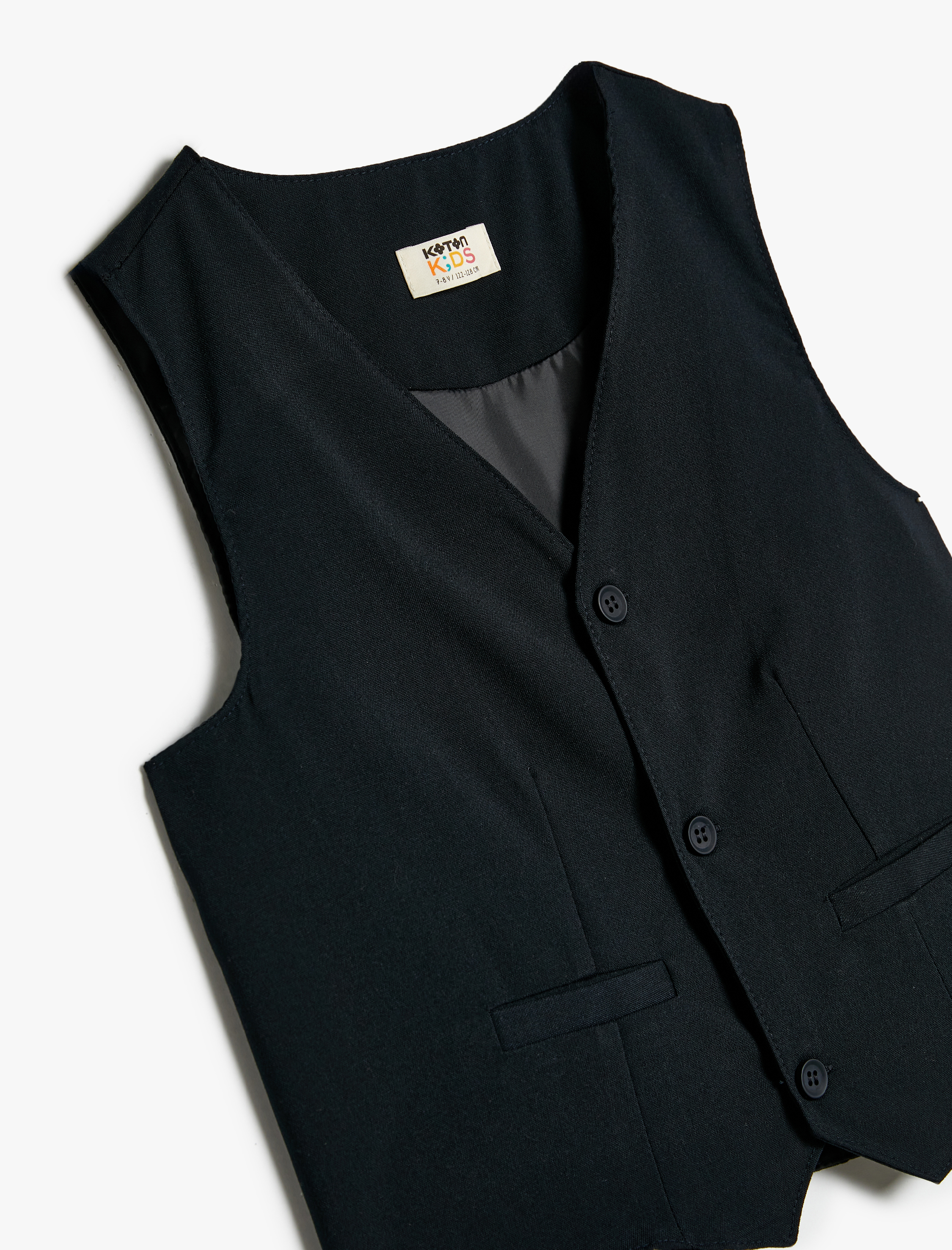  Erkek Çocuk Düğmeli V Yaka Blazer Okul Yeleği