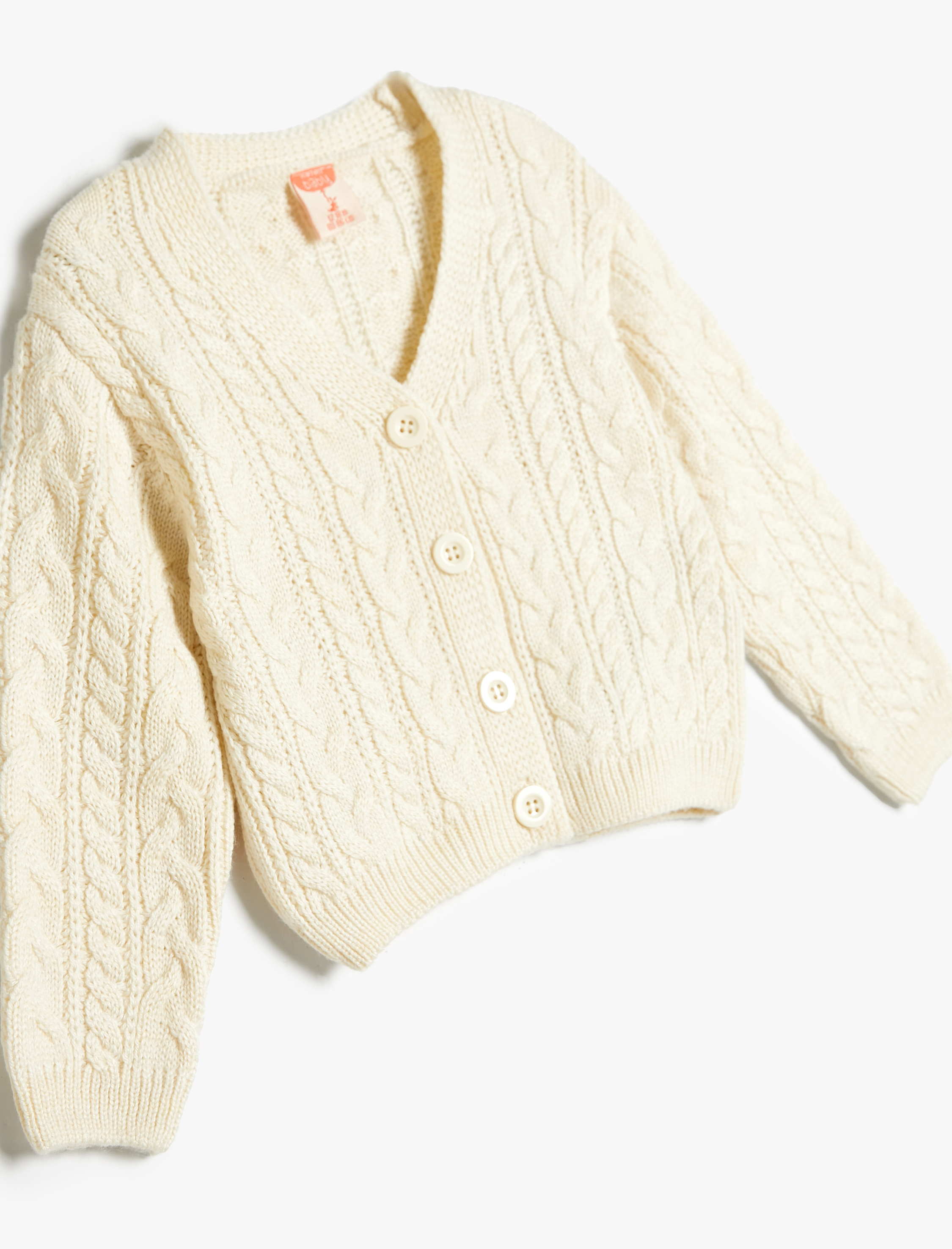 Kız Bebek Basic Triko Hırka V Yaka Düğme Detaylı