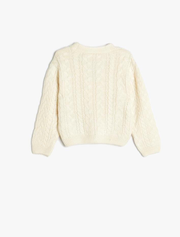 Kız Bebek Basic Triko Hırka V Yaka Düğme Detaylı