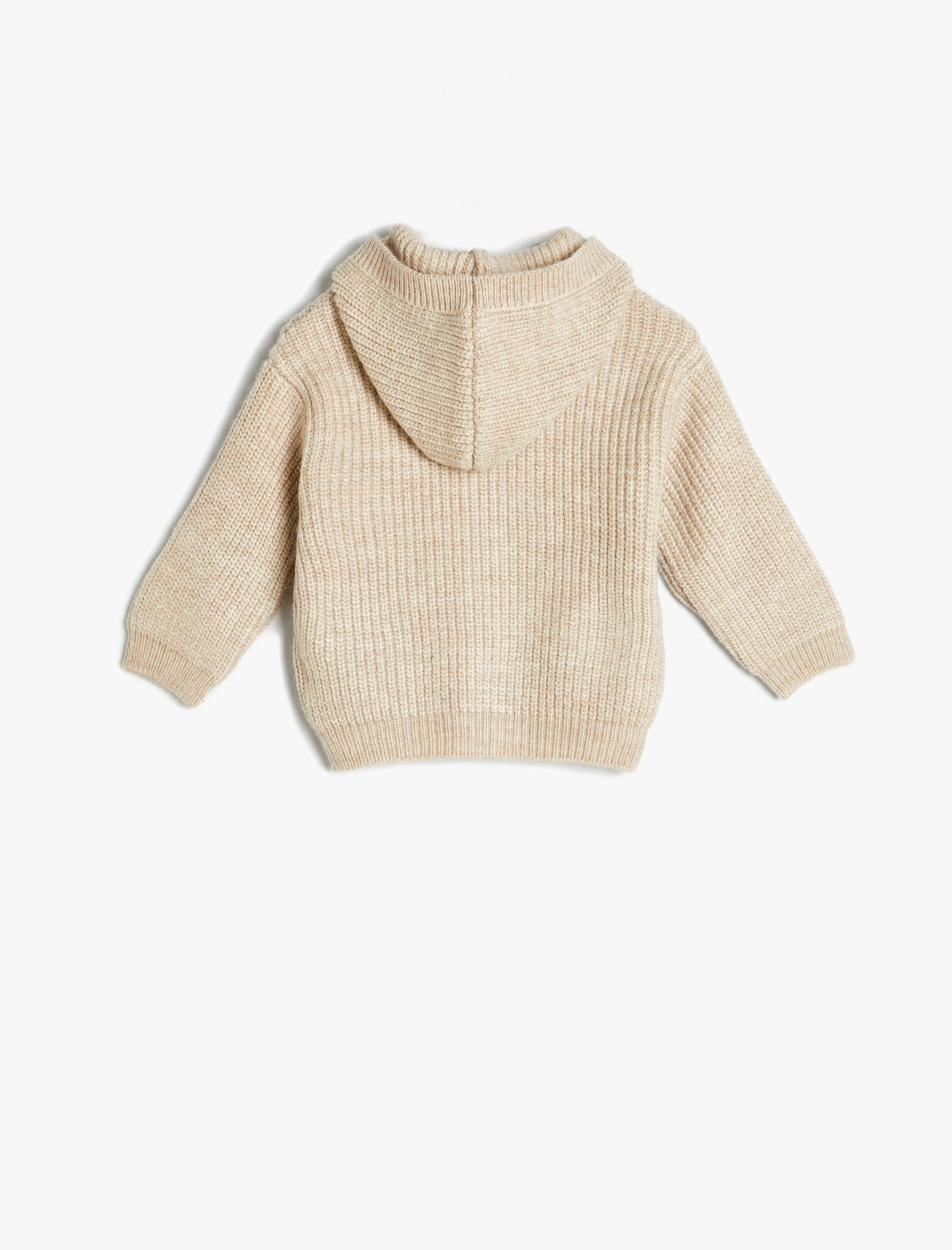  Erkek Bebek Kapşonlu Örgü Hırka Düğme Kapamalı Cep Detaylı