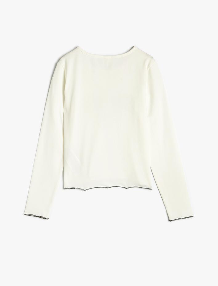 Kız Çocuk Slogan Baskılı Uzun Kollu Pamuklu Tişört