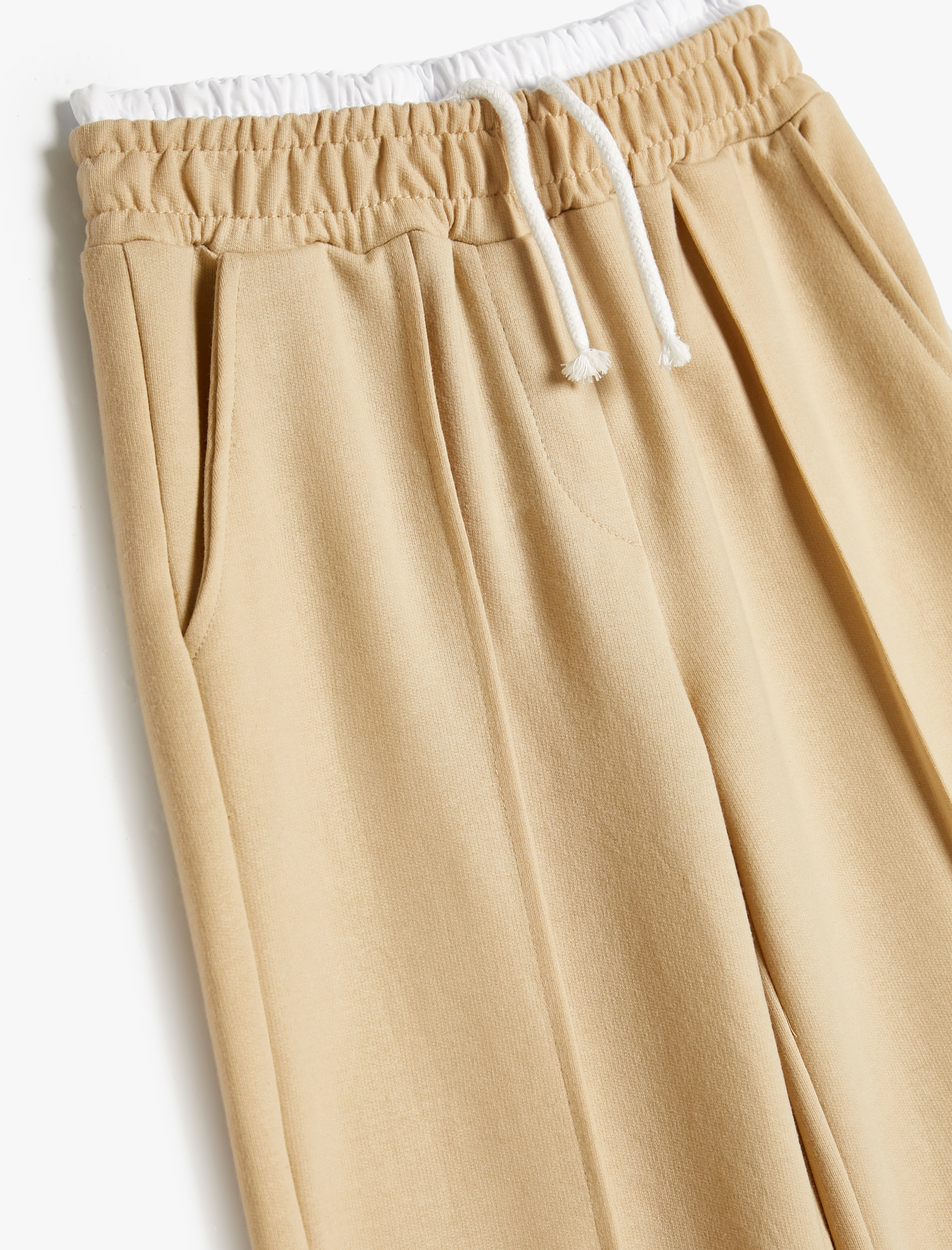  Kız Çocuk Basic Bol Paça Pantolon Cepli Çift Bel Detaylı