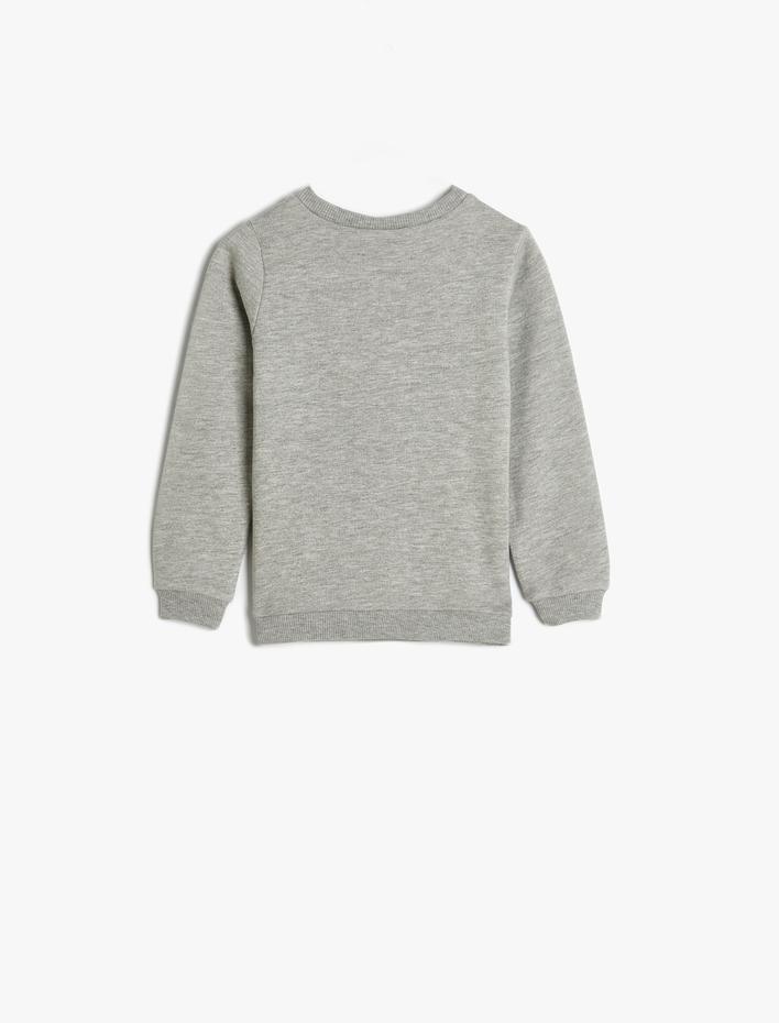 Erkek Bebek Sweatshirt Tilki Baskılı Şardonlu Bisiklet Yaka