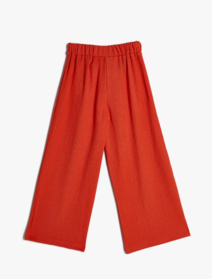 Kız Çocuk Pantolon Kruvaze Kapama Bol Paça Kemer Detaylı