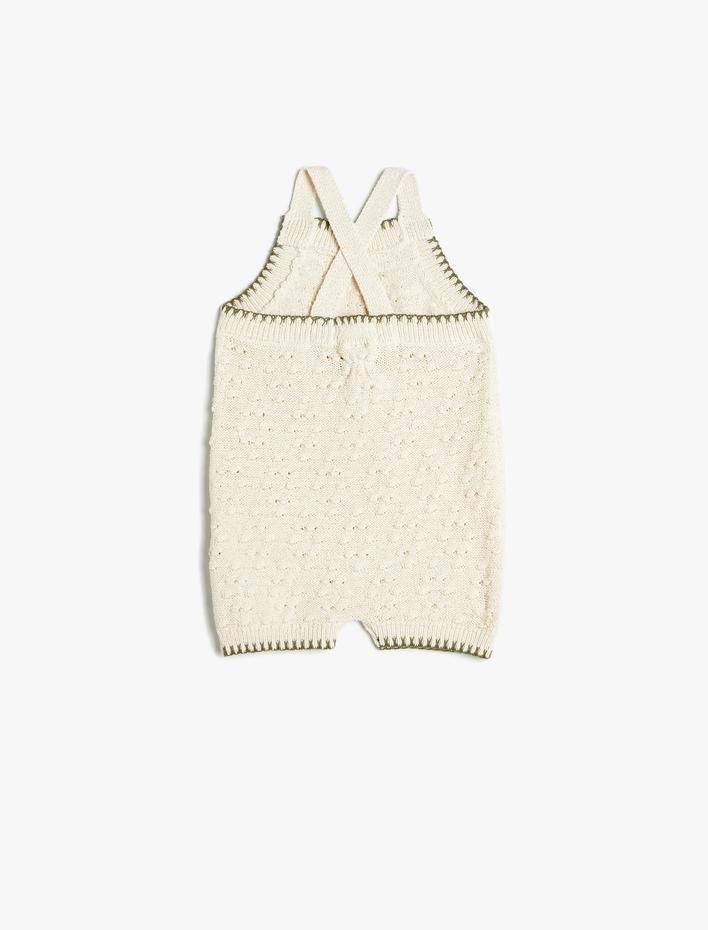 Kız Bebek Askılı Örgü Tulum Pamuk Karışımlı