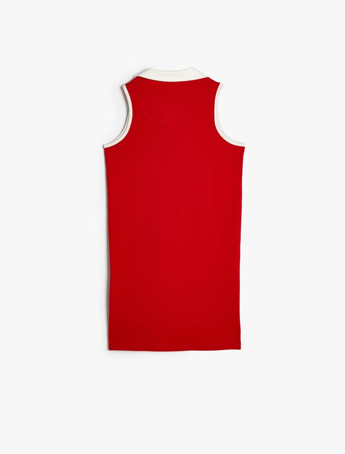 Kız Çocuk Polo Yaka Elbise Kısa Kollu Baskı Detaylı