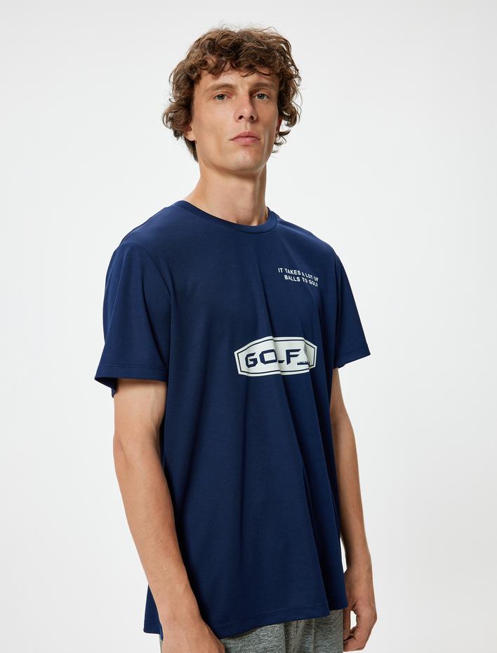  Spor Tişört Slogan Baskılı Kısa Kollu Bisiklet Yaka