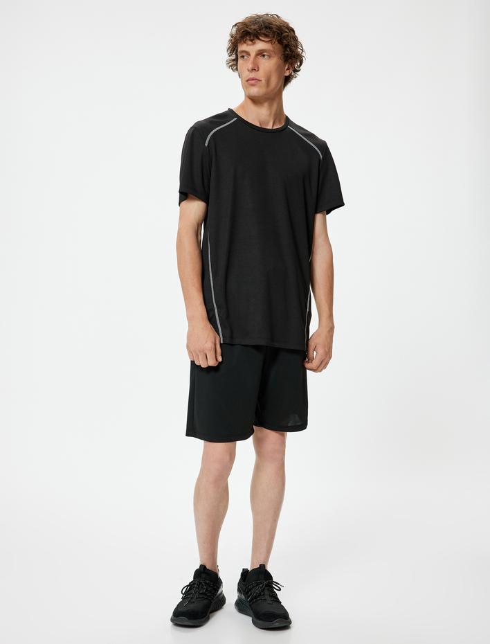  Spor Tişört Kısa Kollu Bisiklet Yaka Dikiş Detaylı