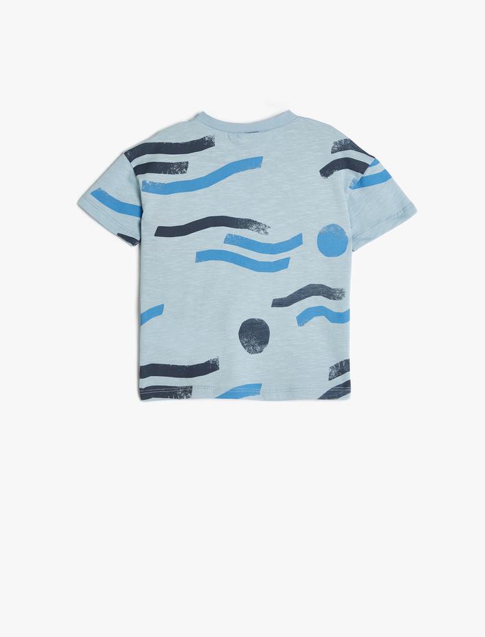 Erkek Bebek Tişört Kısa Kollu Bisiklet Yaka Baskılı Pamuklu