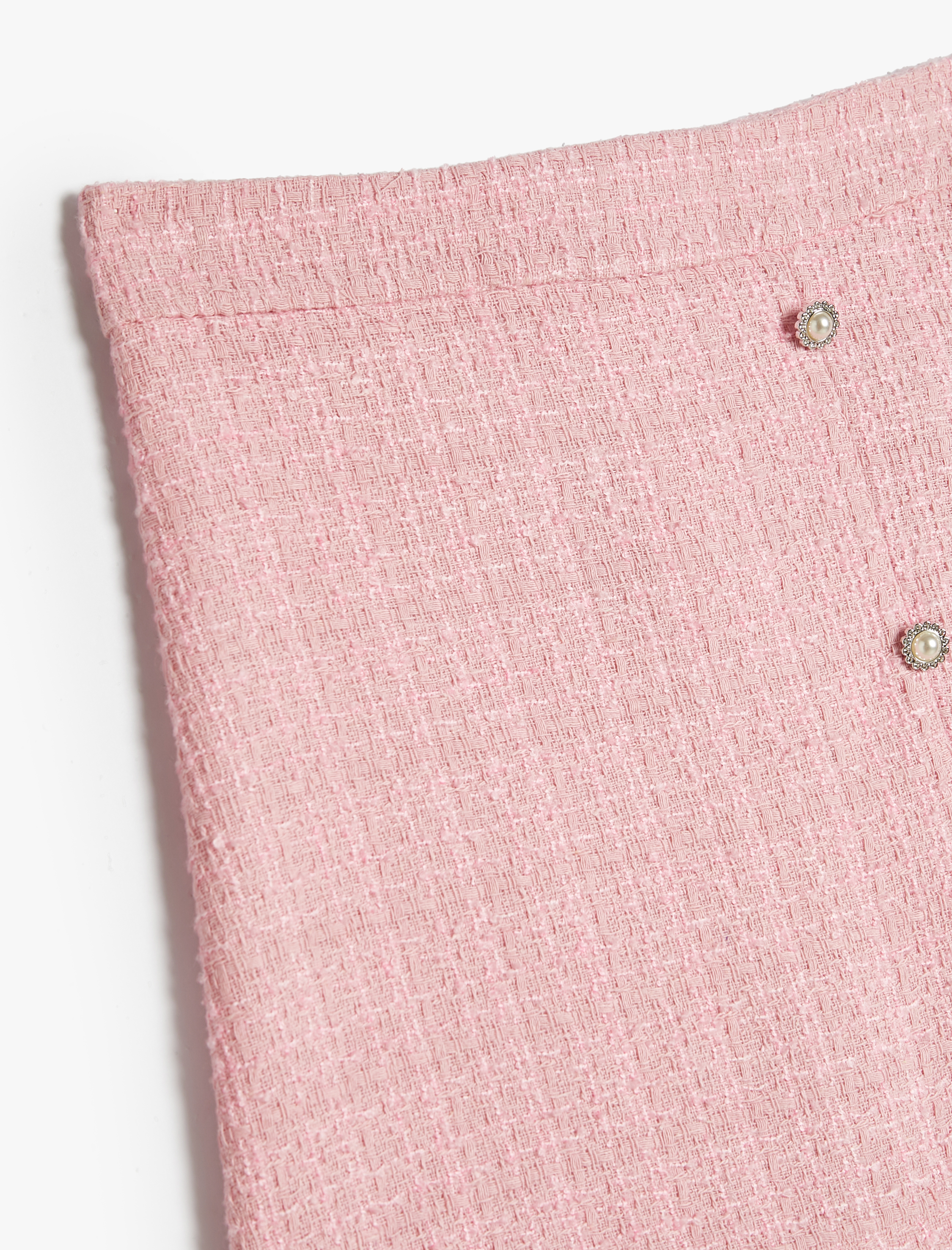  Kız Çocuk Tüvit Etek İnci Düğmeli Yırtmaç Detaylı