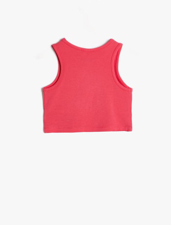 Kız Çocuk Atlet Slogan Baskılı Bisiklet Yaka Pamuklu