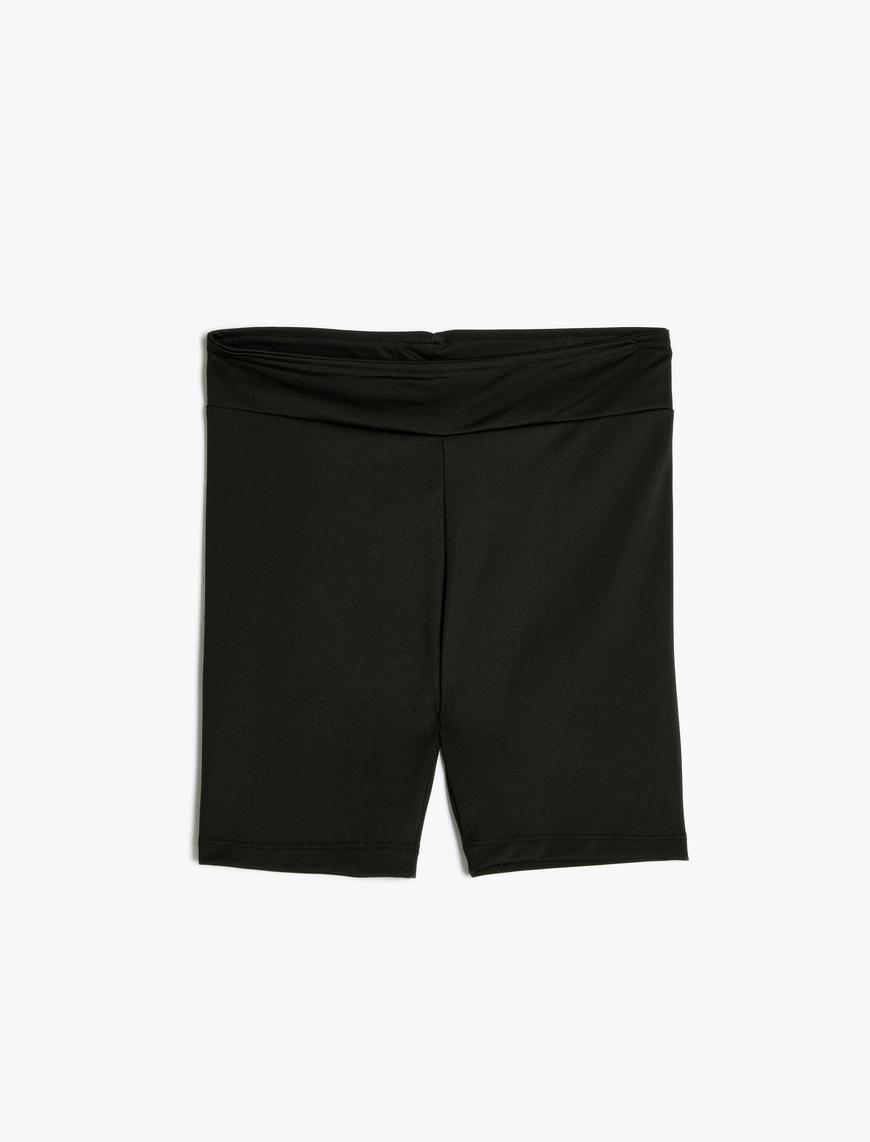  Kız Çocuk Basic Kısa Tayt Beli Lastikli