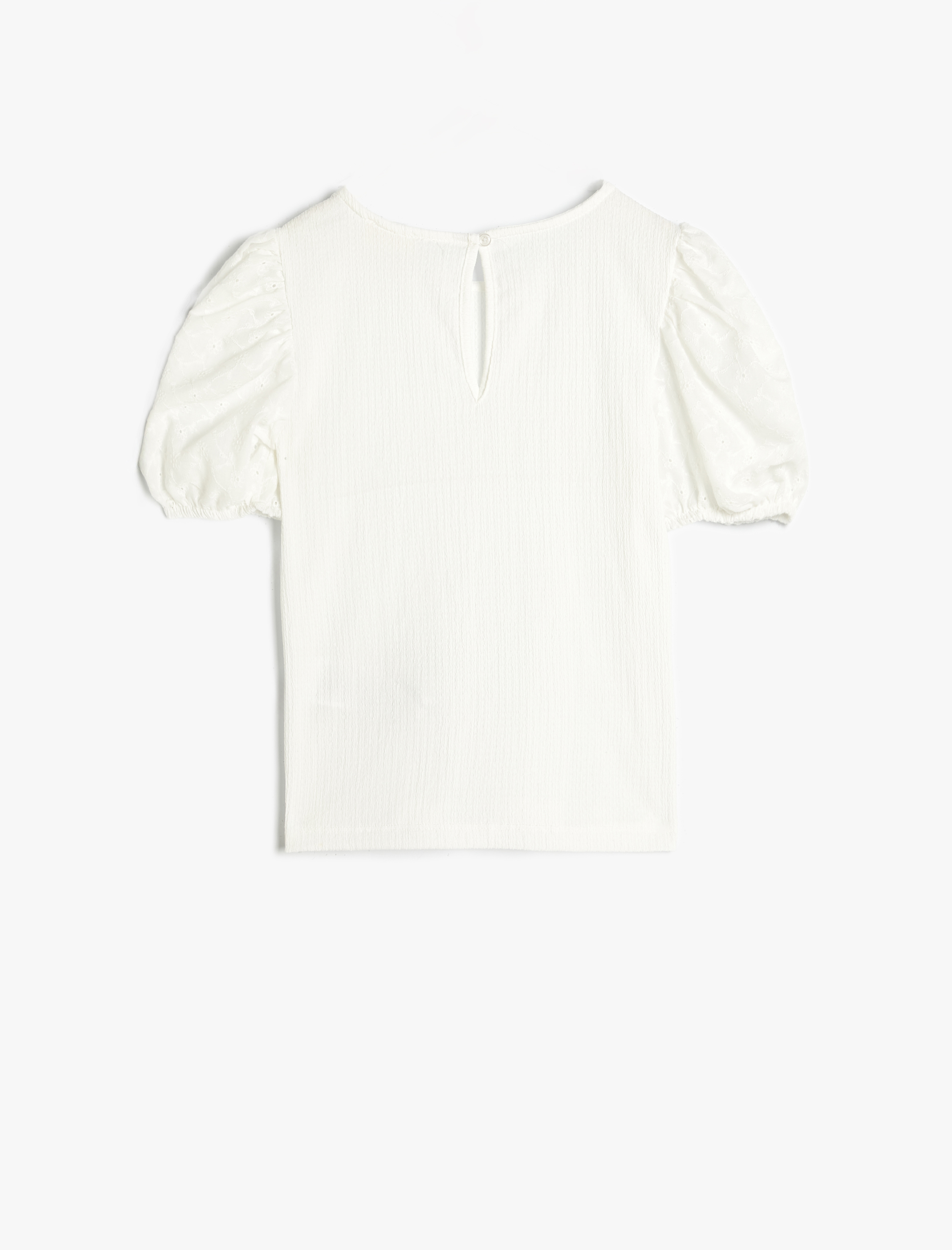  Kız Çocuk Bluz Kısa Balon Kollu Yuvarlak Yaka