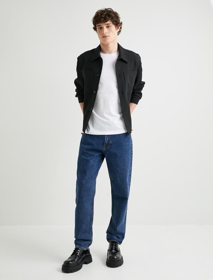  Gömlek Ceket Klasik Yaka Cep Detaylı Düğmeli