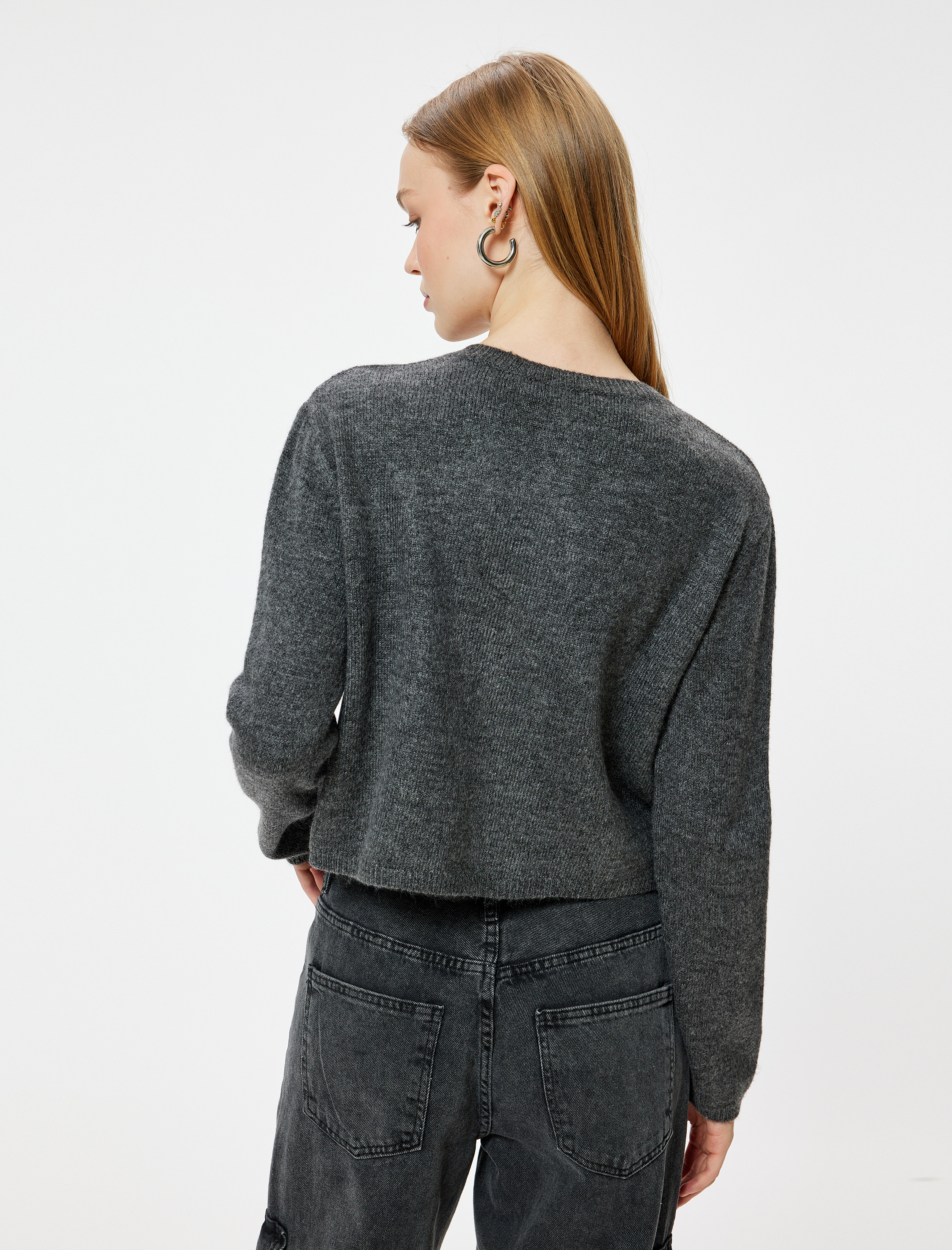   Basic Triko Hırka Bisiklet Yaka Düğmeli Uzun Kollu Yumuşak Dokulu