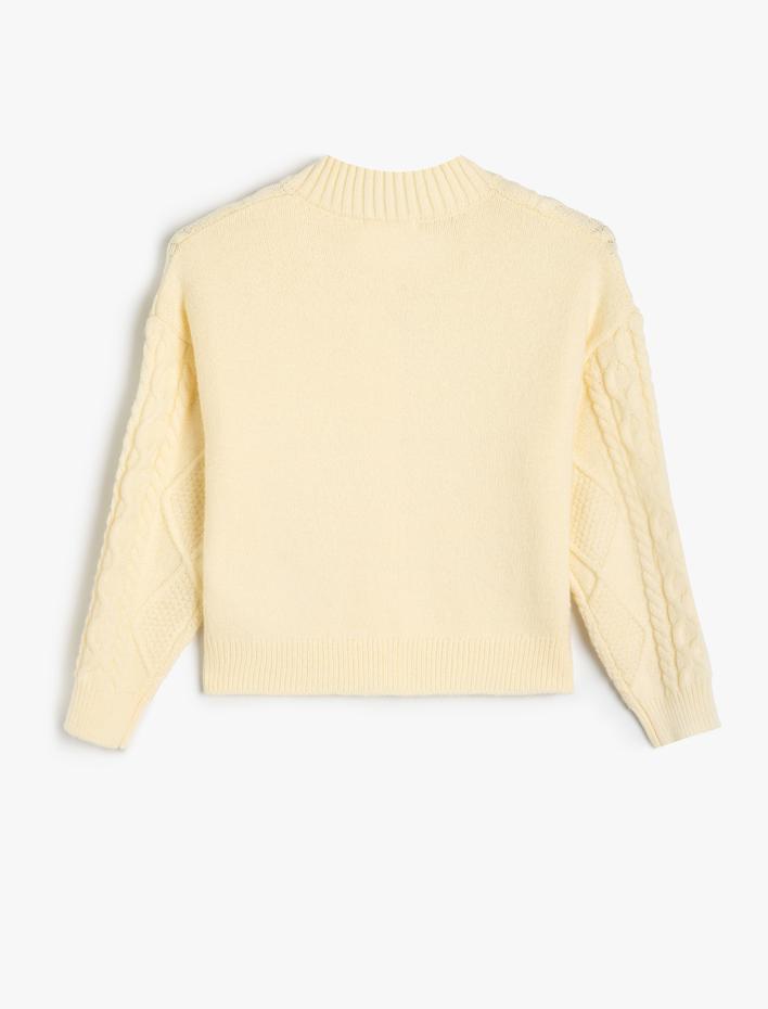 Kız Çocuk Basic Hırka Dokulu Uzun Kollu Bisiklet Yaka Düğmeli