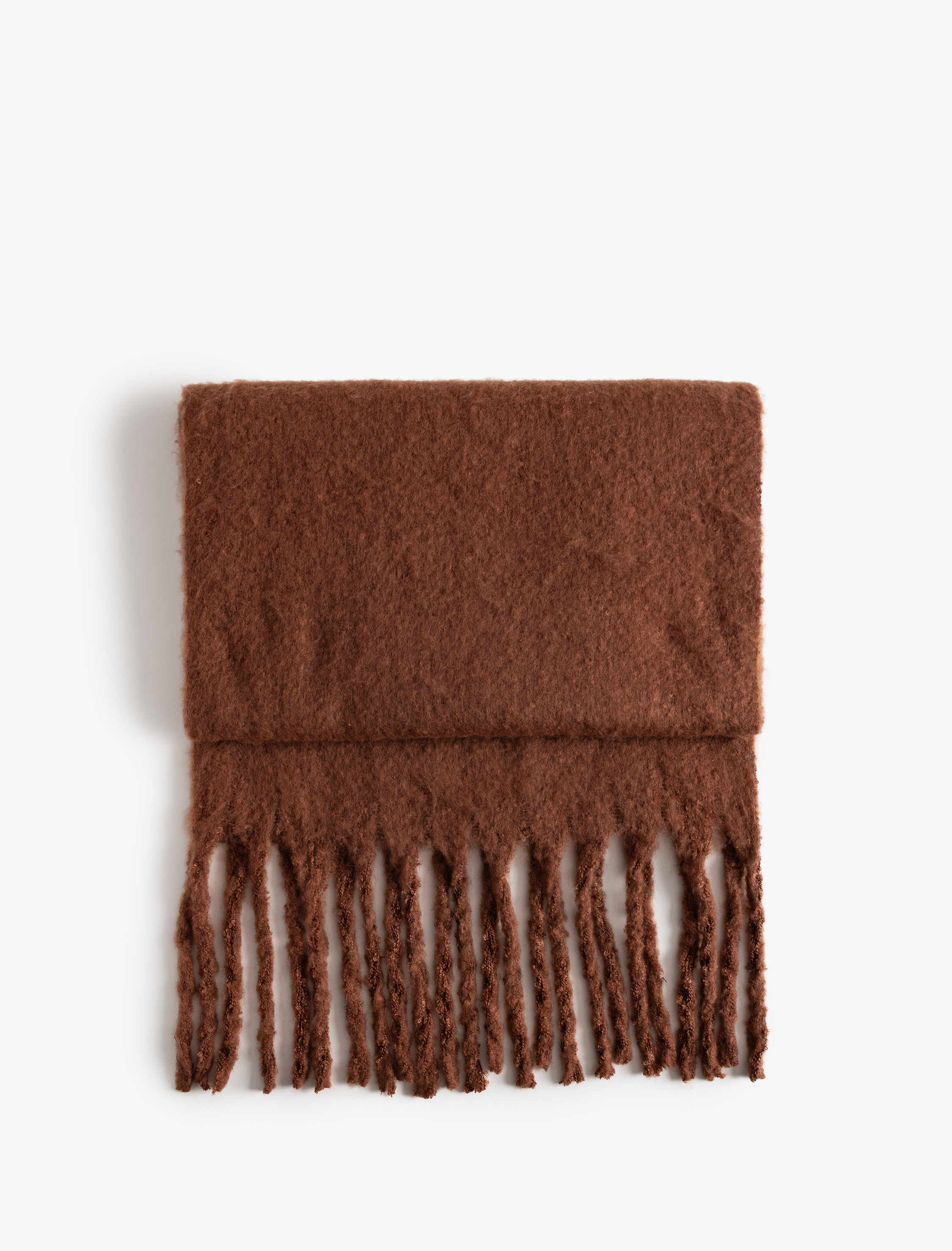  Kadın Basic Uzun Atkı Yumuşak Dokulu Püsküllü