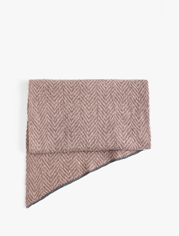 Kadın Atkı Balık Sırtı Desenli Püsküllü