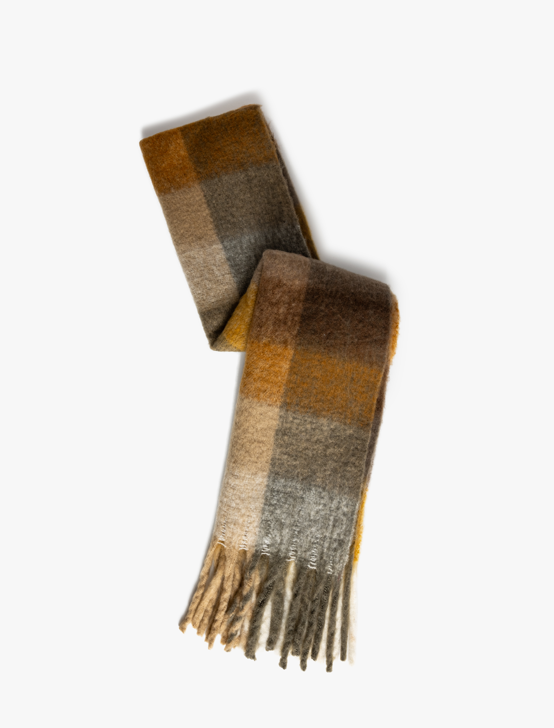  Kadın Uzun Atkı Püsküllü Kareli Yumuşak Dokulu