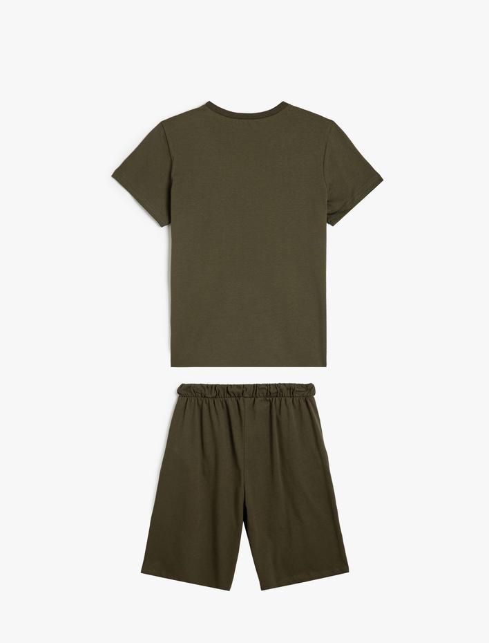 Erkek Çocuk 2'li Tişört Şort Seti Baskı Detaylı Pamuklu