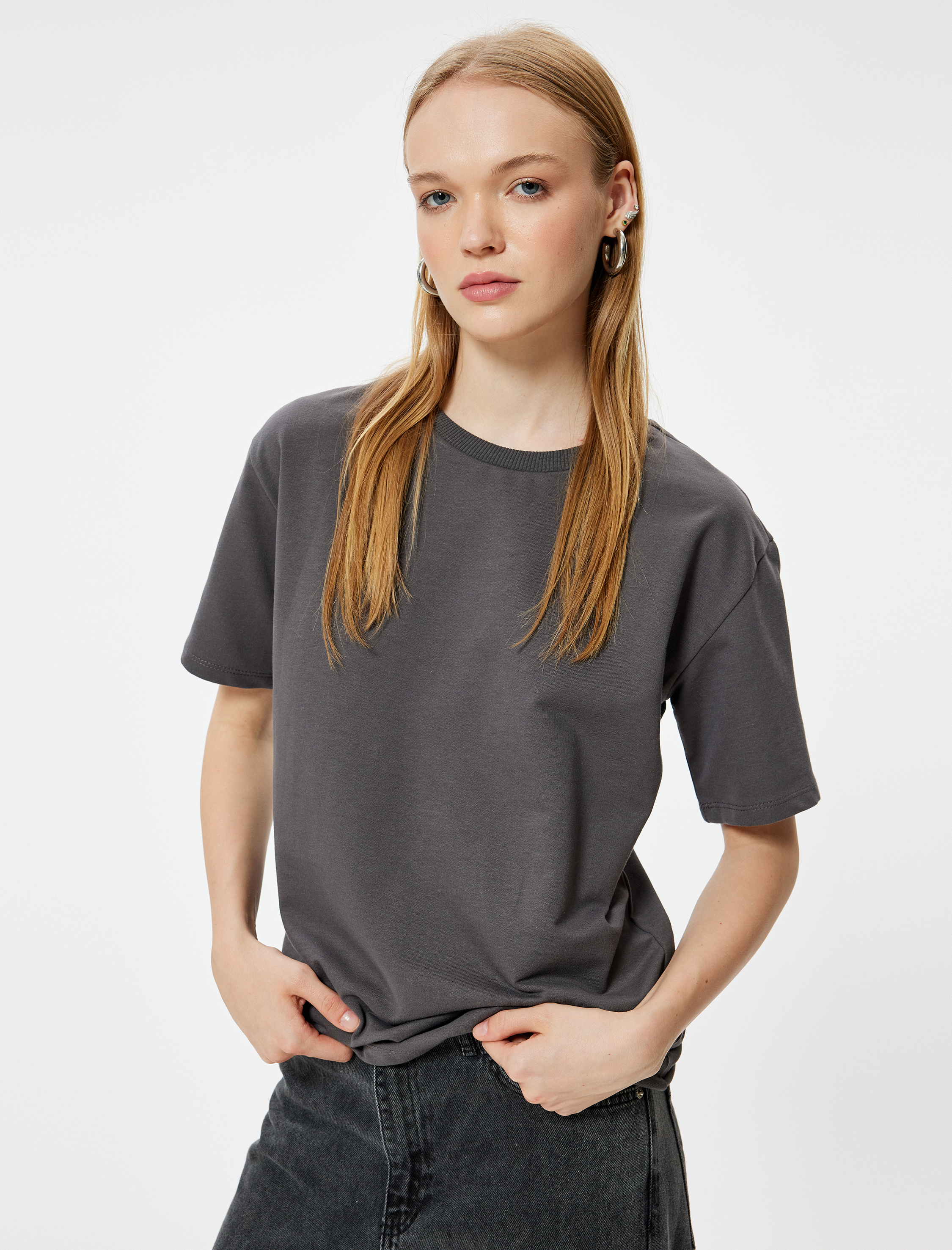   Basic Tişört Kısa Kollu Bisiklet Yaka Pamuklu