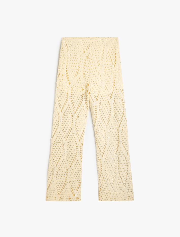  Koton X Melis Ağazat - Kroşe Pantolon Yarım Astarlı Bol Paça