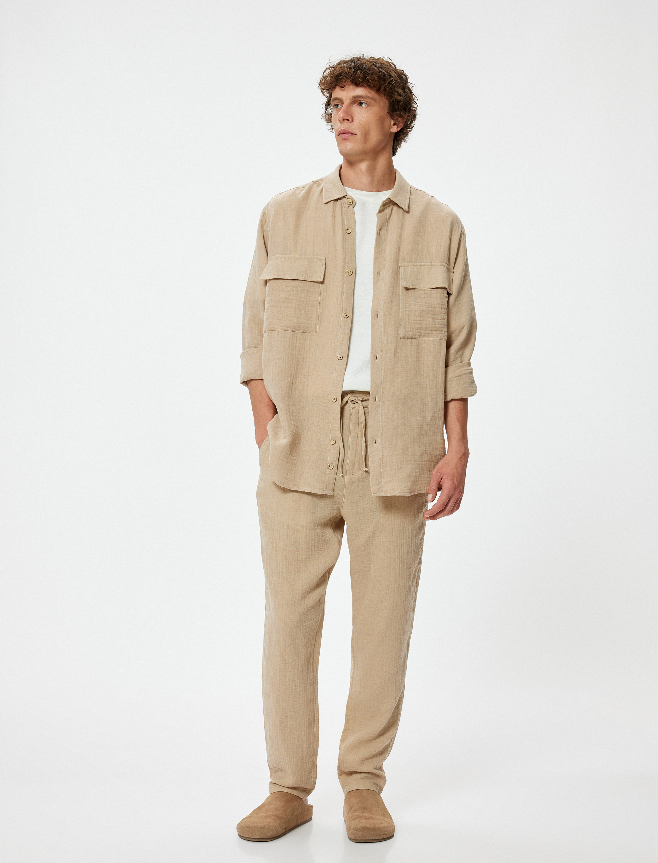   Uzun Kollu Gömlek Müslin Kapaklı Cep Detaylı Pamuklu Regular Fit